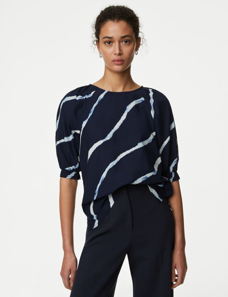 Modal Blend Printed Puff Sleeve Blouse 4 of 5