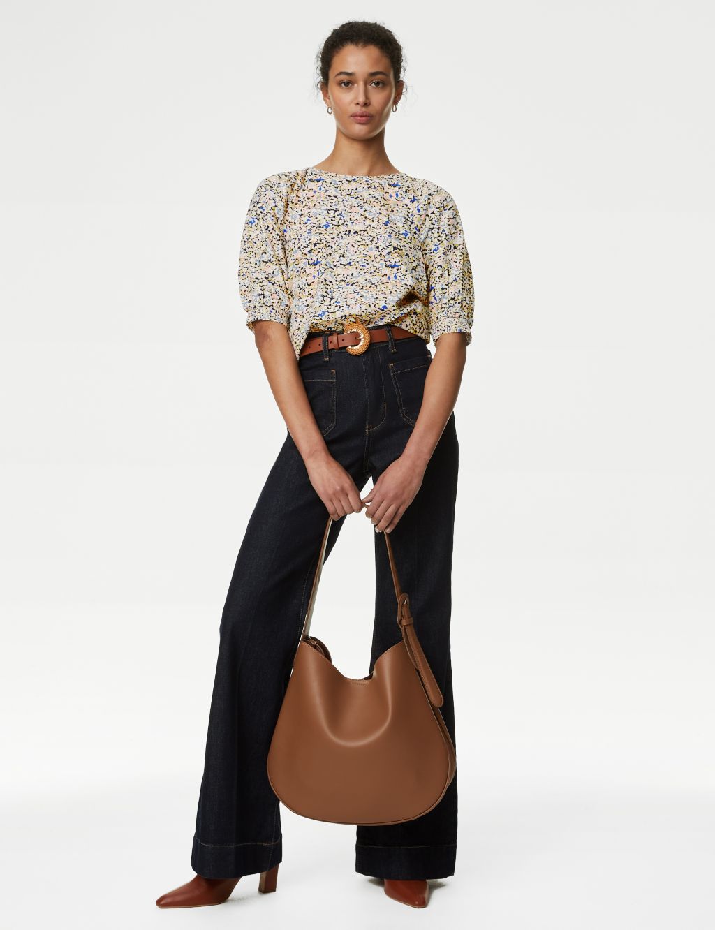 Modal Blend Printed Puff Sleeve Blouse 3 of 5