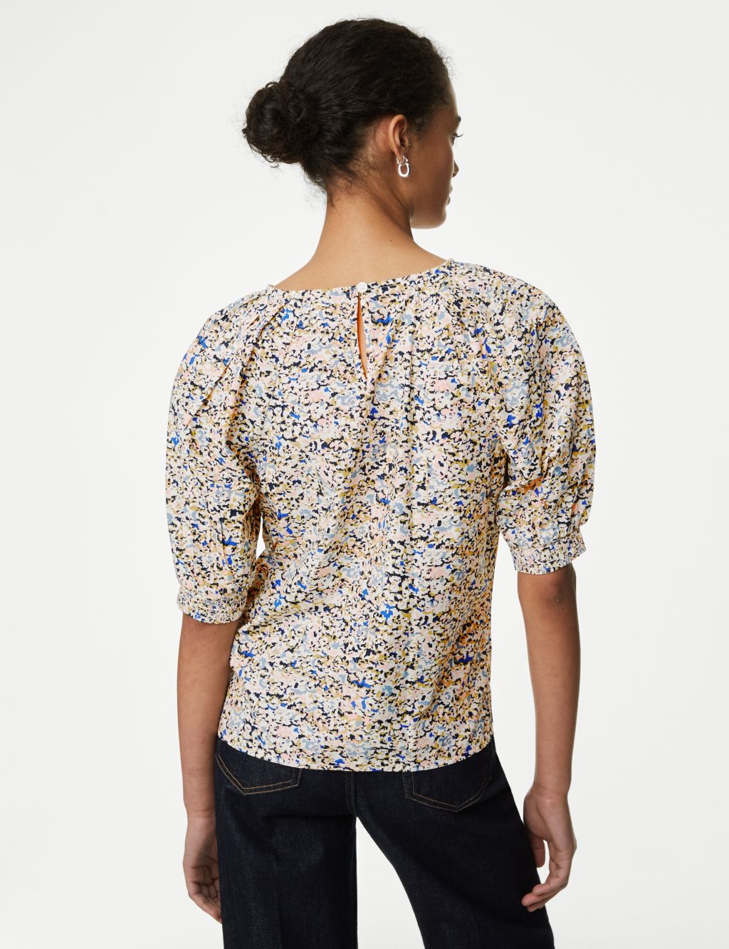 Modal Blend Printed Puff Sleeve Blouse 5 of 5