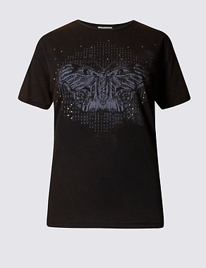 Modal Blend Printed Short Sleeve T-Shirt Image 2 of 4