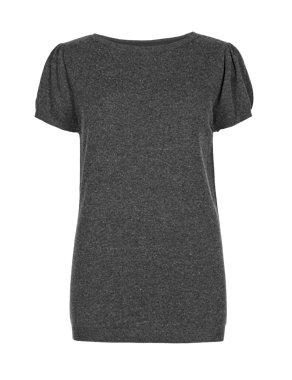 Modal Blend Short Sleeve Pyjama Top with Cashmere Image 2 of 3