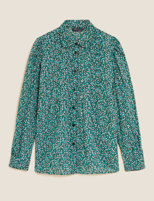 Modal Blend Sparkly Floral Collared Blouse Image 2 of 6