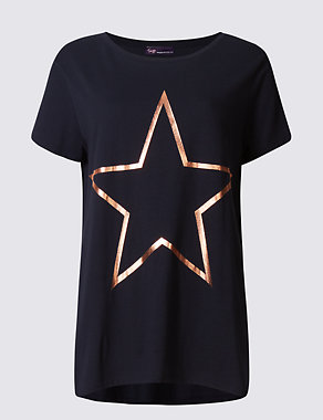 Modal Blend Star Print Short Sleeve T-Shirt Image 2 of 5