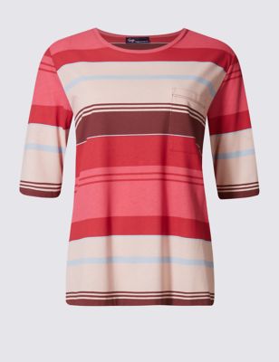 Modal Blend Striped Half Sleeve T-Shirt Image 2 of 5