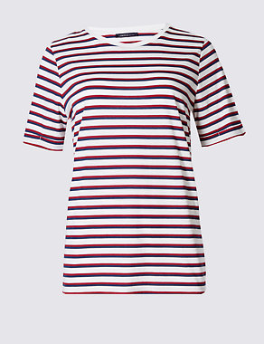 Modal Blend Striped Short Sleeve T-Shirt Image 2 of 4