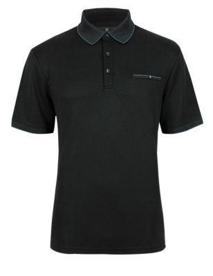 Modal Blend Tailored Fit Jacquard Geometric Print Polo Shirt Image 2 of 4