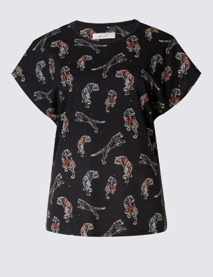 Modal Blend Tiger Print T-Shirt Image 2 of 4