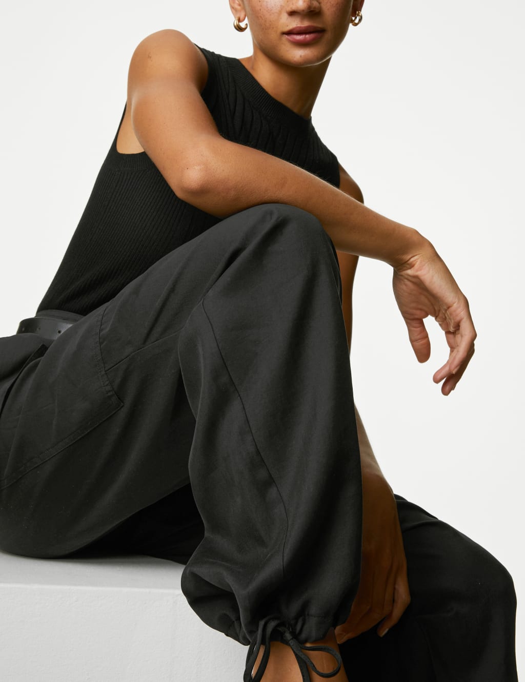 Modal Wide Leg Pants - Black, Women's Trousers & Yoga Pants