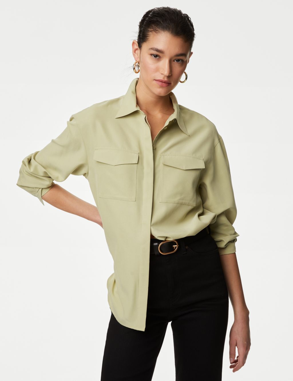 Modal Rich Collared Relaxed Utility Shirt 7 of 7