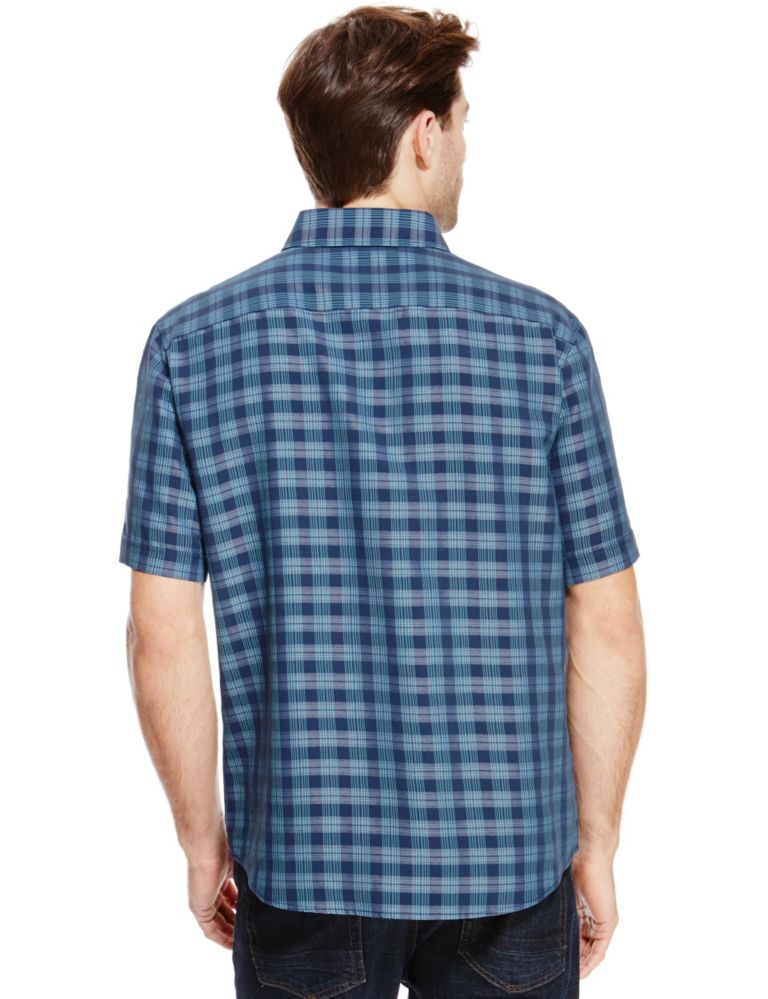 Modal Rich Easy Care Soft Touch Checked Shirt 3 of 3