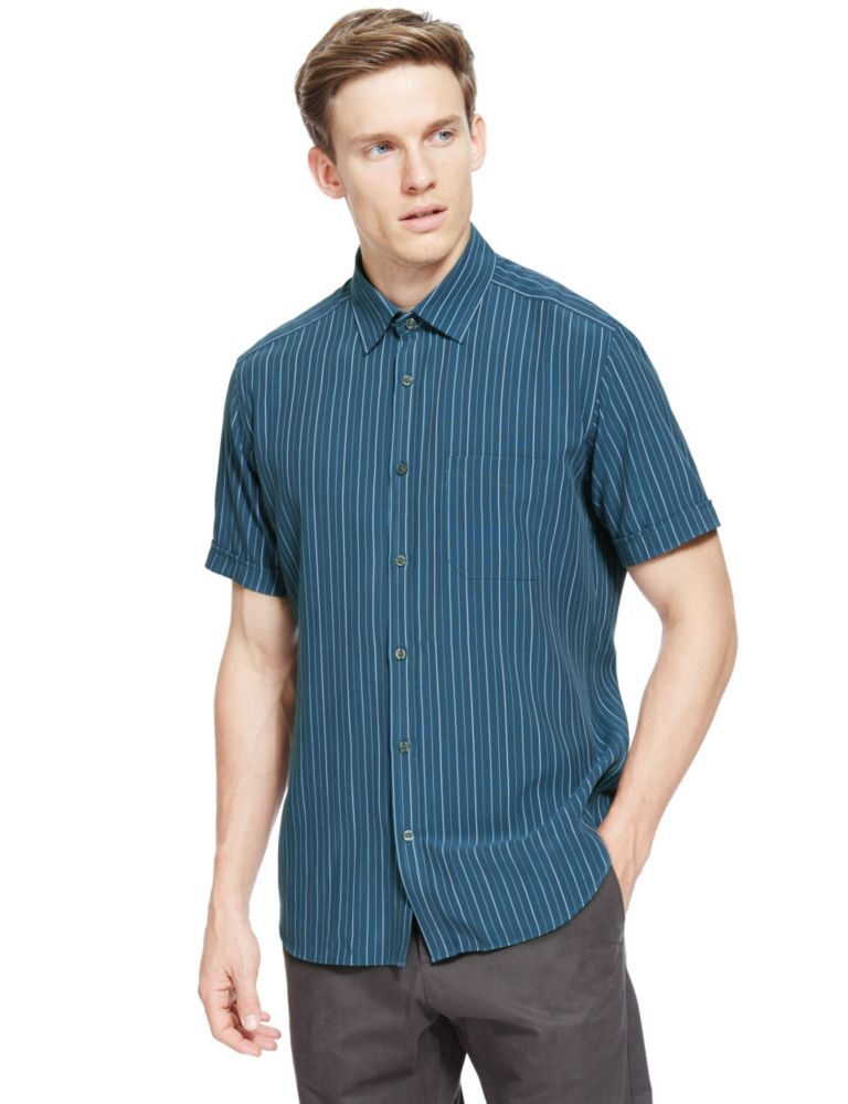 Modal Rich Easy Care Soft Touch Striped Shirt 1 of 4