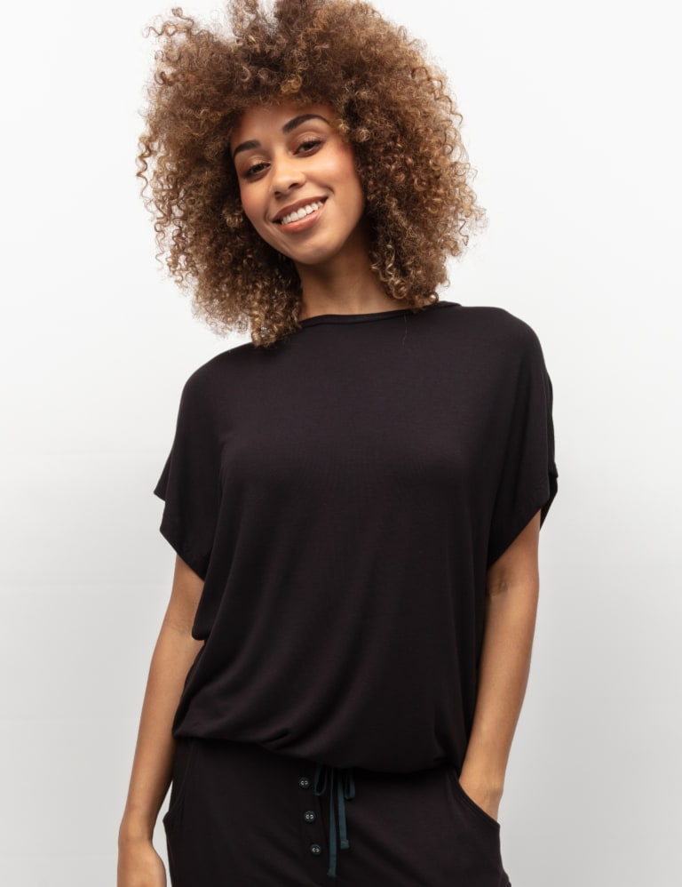 Modal Rich Jersey Cuffed Hem Pyjama Top 1 of 4