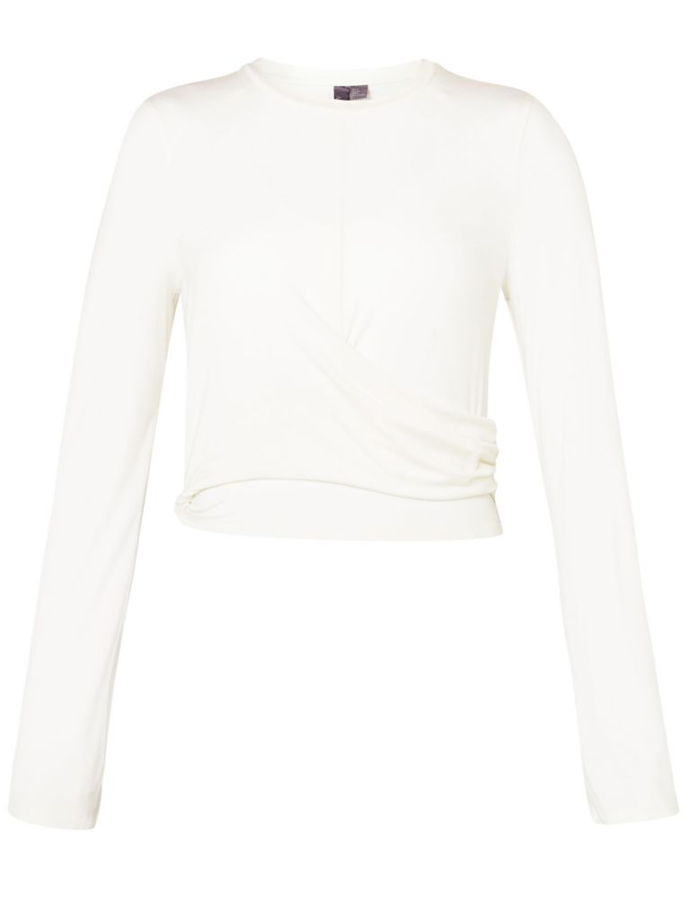 Modal Rich Round Neck Wrap Front Top 2 of 7
