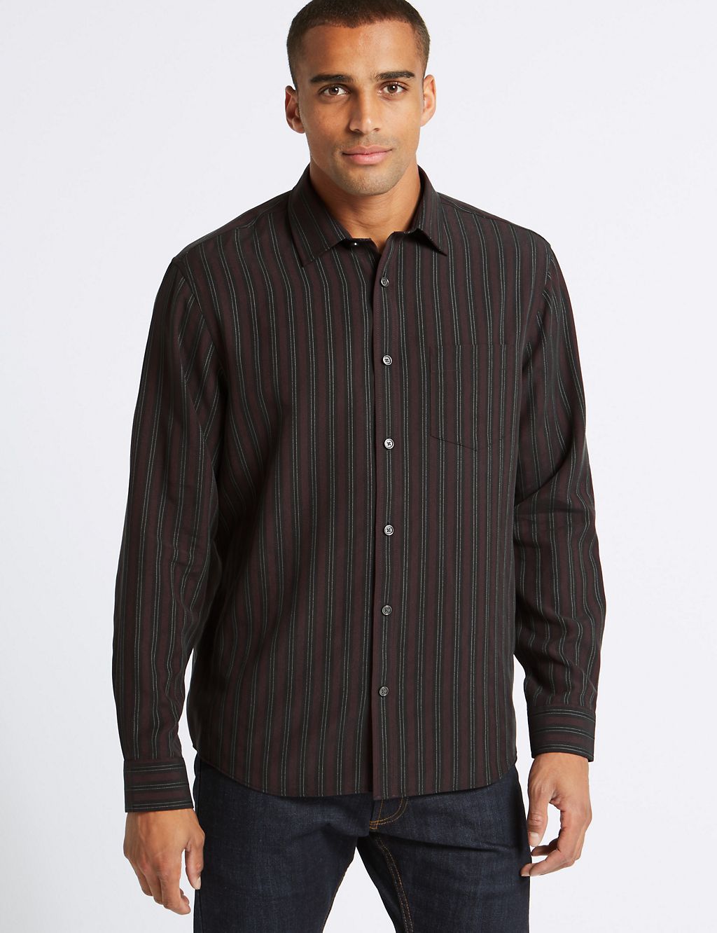 Modal Rich Striped Shirt with Pocket 3 of 5