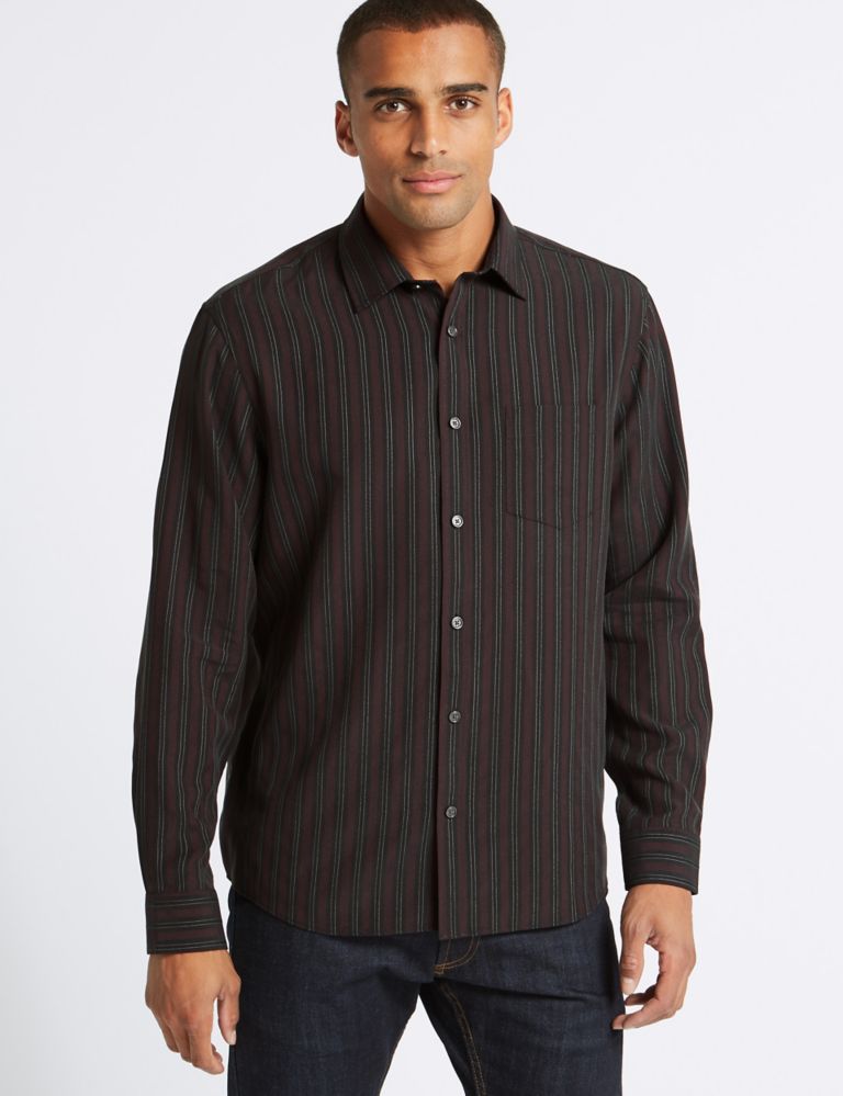 Modal Rich Striped Shirt with Pocket 1 of 5