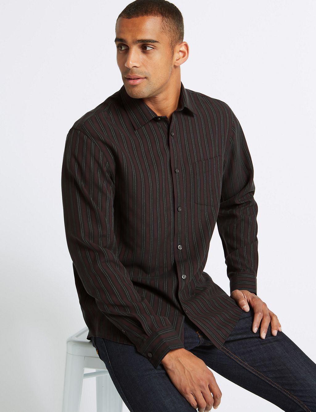 Modal Rich Striped Shirt with Pocket 2 of 5