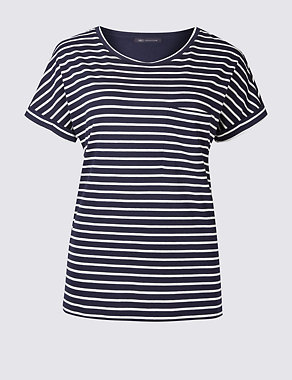 Modal Rich Striped Short Sleeve T-Shirt Image 2 of 5