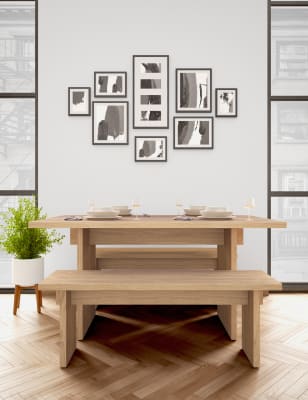 Modern Oak Dining Table with Benches M S