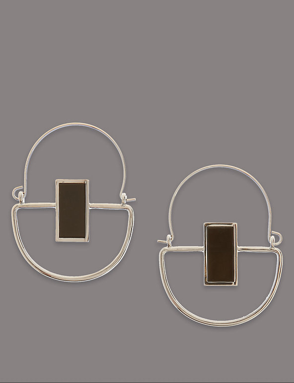 Modern Stone Hoop Earrings Image 1 of 2