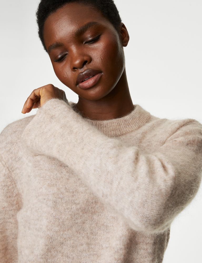 Mohair Blend Ribbed Crew Neck Jumper | M&S Collection | M&S