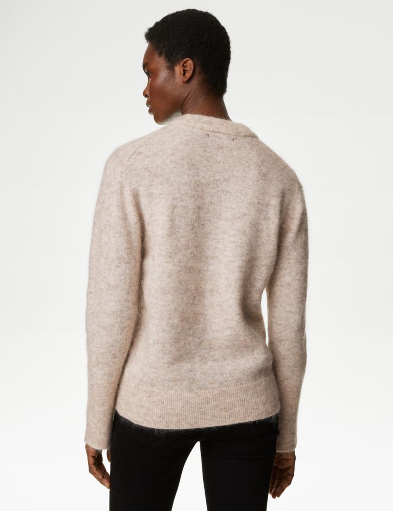 Mohair Blend Ribbed Crew Neck Jumper | M&S Collection | M&S