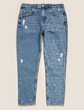 Mom Fit Denim Floral Jeans (6-16 Yrs) Image 2 of 6
