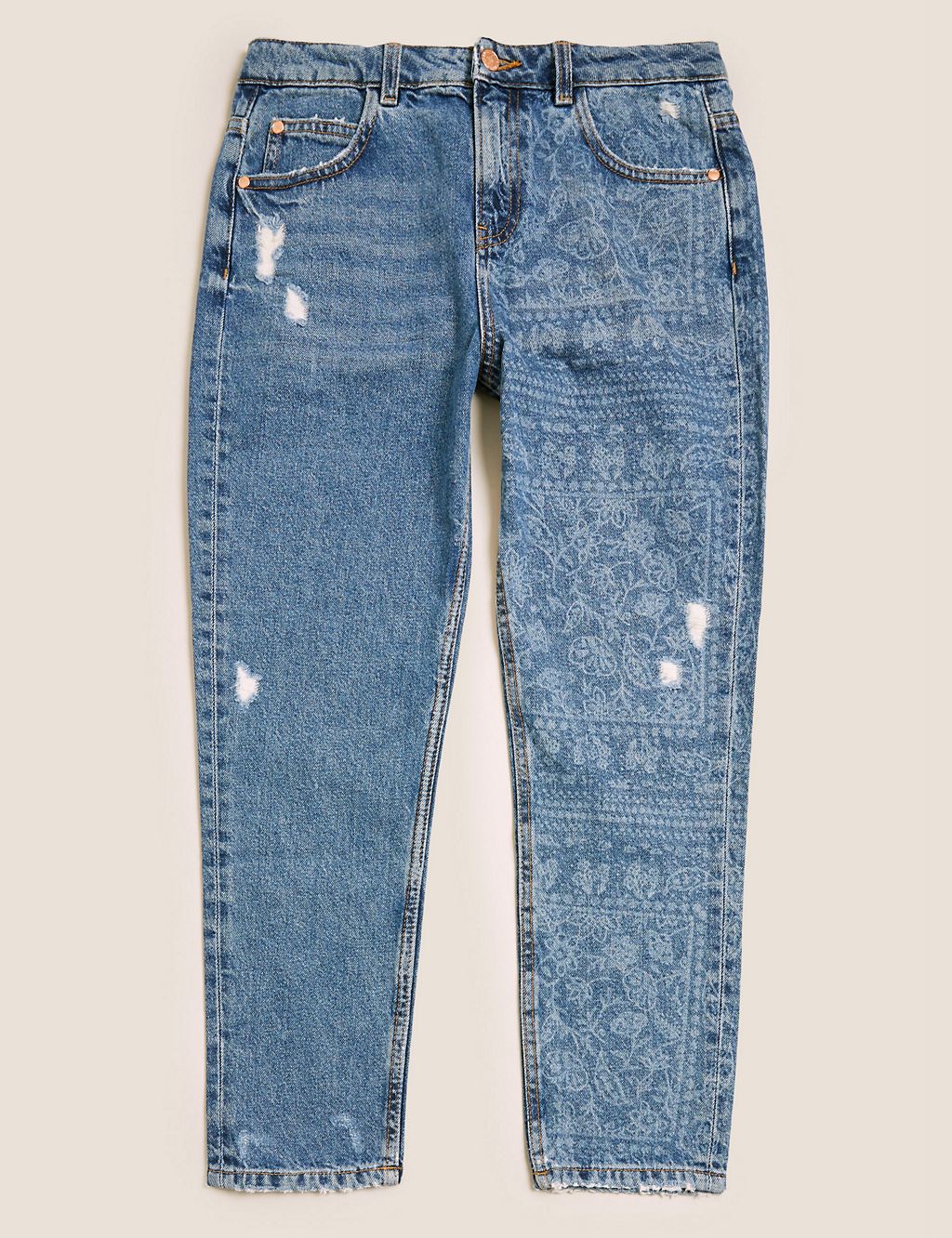 Mom Fit Denim Floral Jeans (6-16 Yrs) 1 of 6