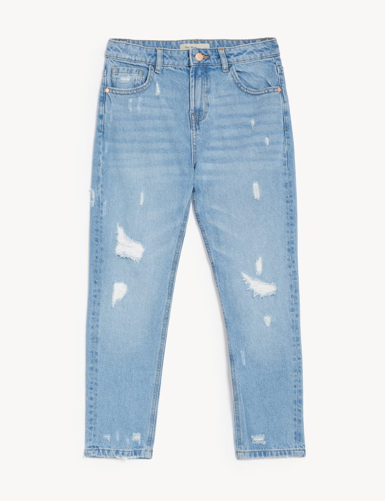 Mom Fit Light Denim Ripped Jeans (6-16 Yrs) 