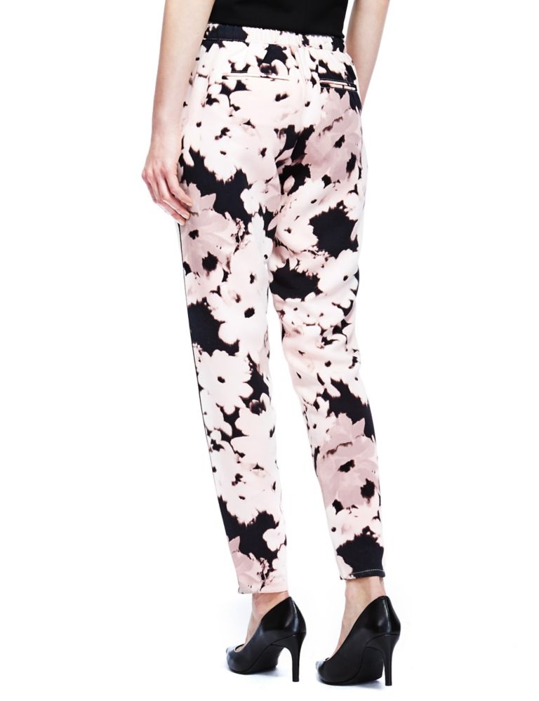Monochrome Soft Floral Tapered Leg Trousers 4 of 4