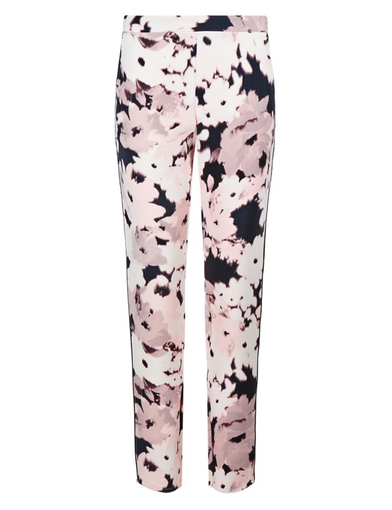 Monochrome Soft Floral Tapered Leg Trousers 3 of 4