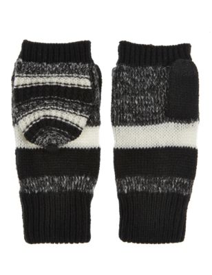 Monochrome Striped Hooded Gloves Image 1 of 1