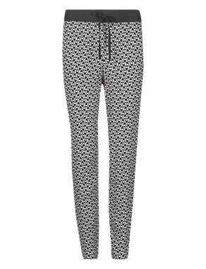 Monochrome Tapered Leg Drawstring Trousers Image 2 of 4