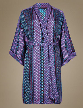 Mosaic Print Short Wrap Dressing Gown Image 2 of 4