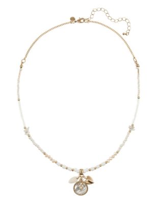 Mother of Pearl Cluster Diamanté Necklace | Indigo Collection | M&S