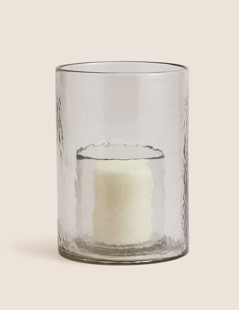 Mottled Glass Hurricane Candle Holder M&S Collection M&S