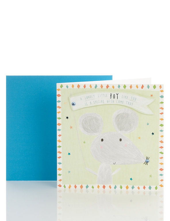 Mouse & Gem Baby Boy Birthday Card Image 1 of 2