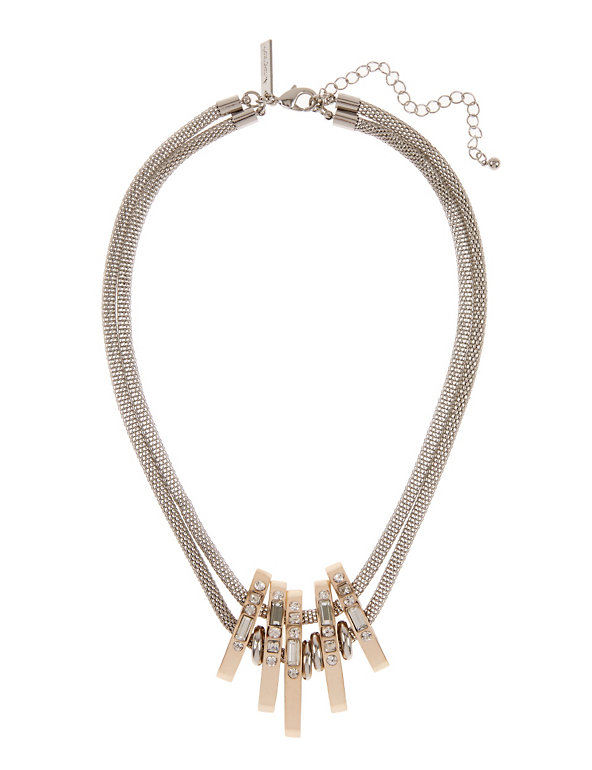 Multi Chain Diamanté Stick Collar Necklace Image 1 of 1