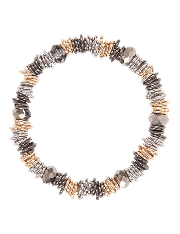 Multi-Faceted Bead & Ring Stack Stretch Bracelet Image 1 of 1