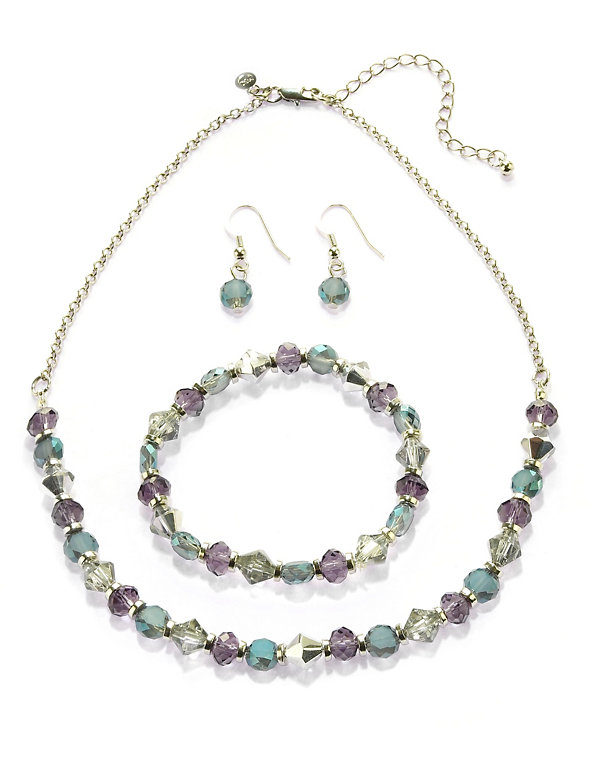 Multi-Faceted Bead Necklace, Bracelet & Earrings Set Image 1 of 1