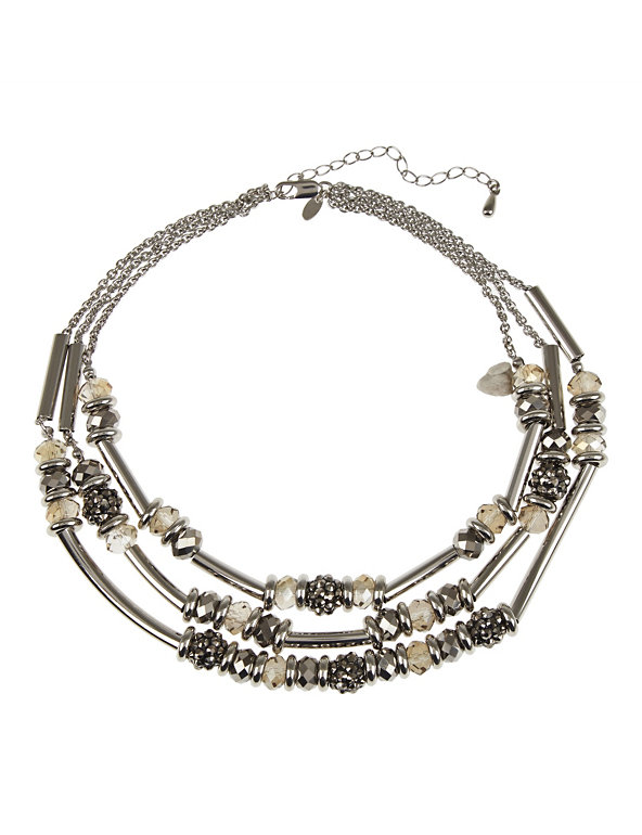 Multi-Faceted Chain Tube Trio Necklace Image 1 of 1