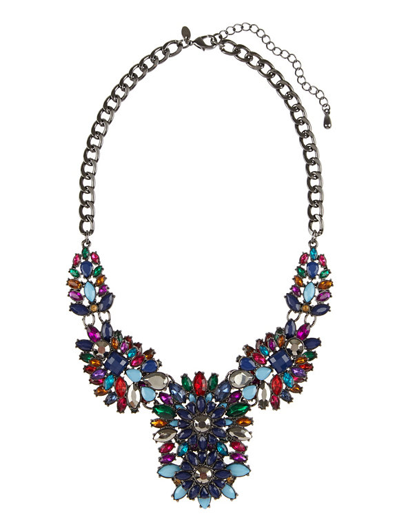 Multi-Faceted Jewel Embellished Necklace Image 1 of 1