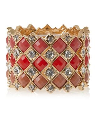 Multi-Faceted Stone & Diamanté Stretch Bracelet Image 1 of 1