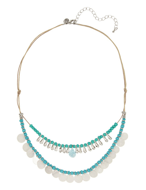 Multi-Row Disc & Bead Necklace | Indigo Collection | M&S