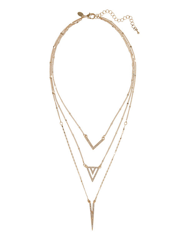 Multi-Strand Diamanté Sleek Arrow Necklace Image 1 of 1