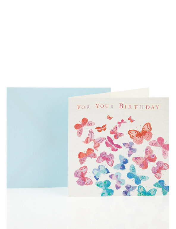 Multicoloured Butterflies Birthday Greetings Card Image 1 of 2