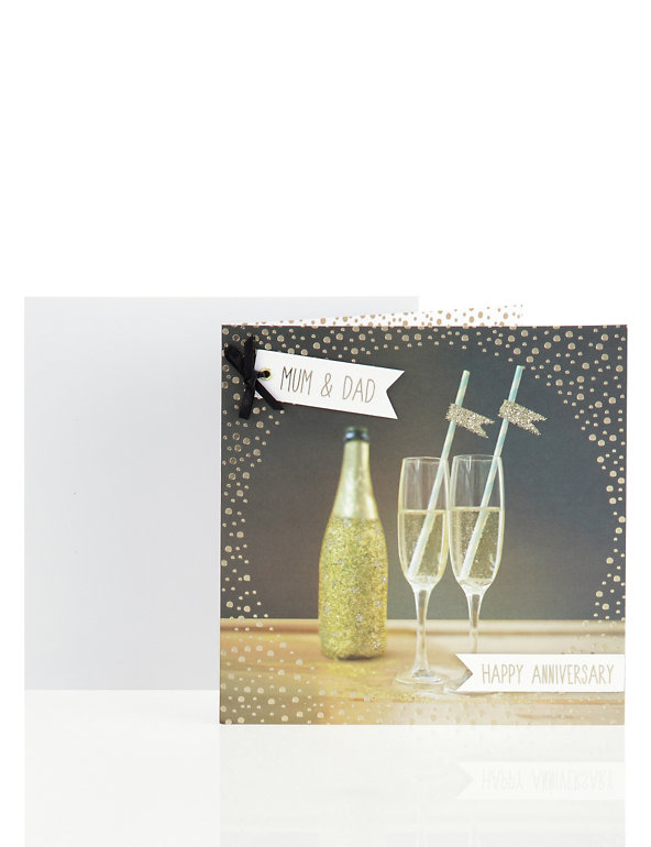 Mum & Dad Champagne Anniversary Card Image 1 of 2