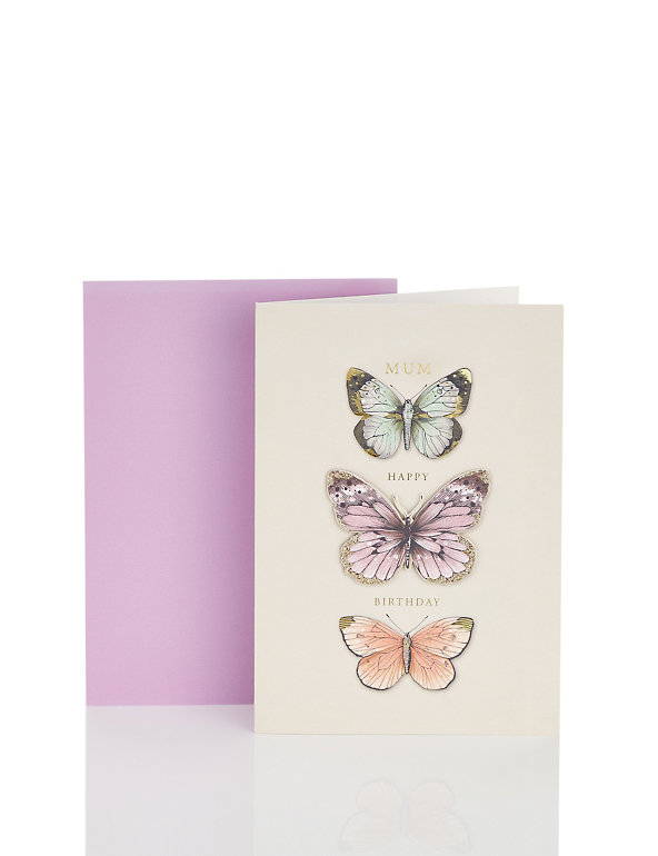 Mum Pastel Butterflies Birthday Card Image 1 of 2