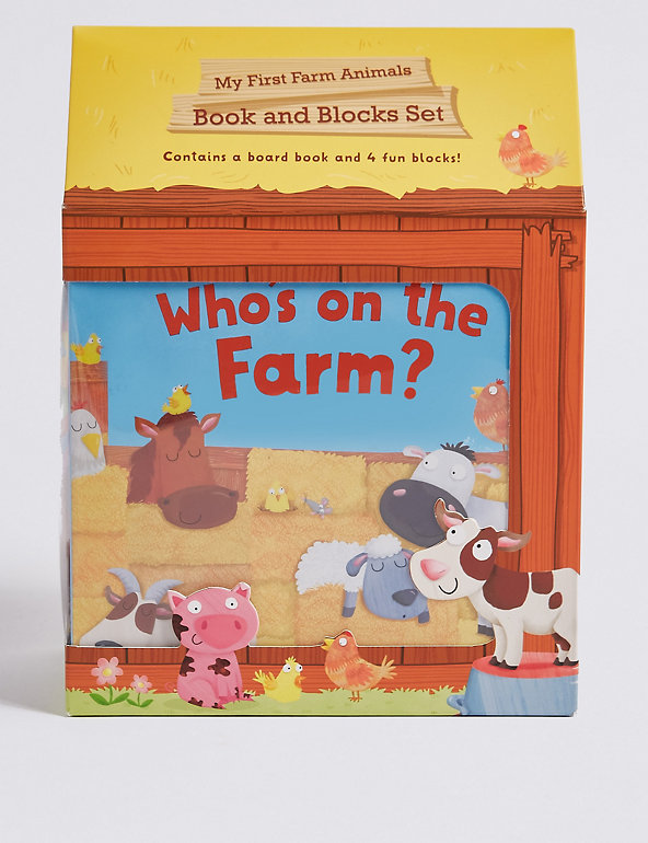My First Farm Animals Book & Blocks Set | M&S