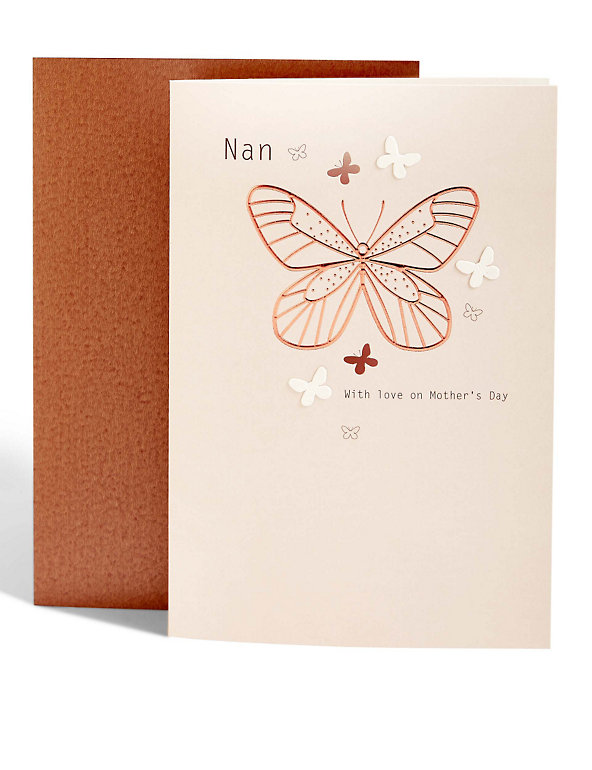 Nan Foil Butterfly Mother's Day Card Image 1 of 2