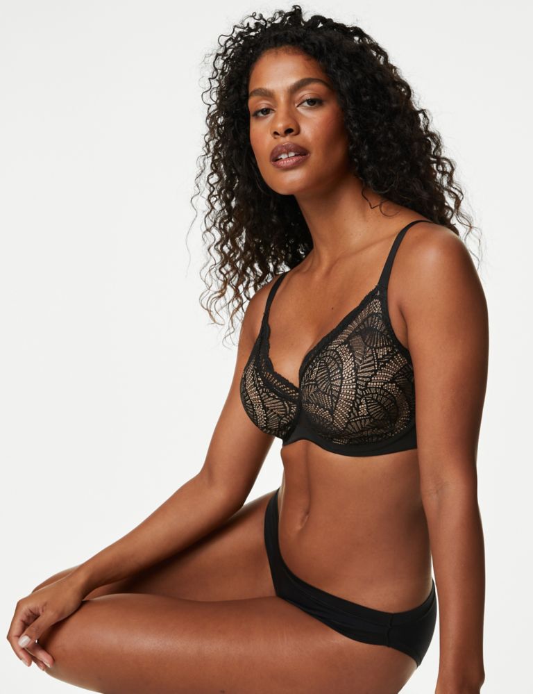 Sheer & Lace Wired Balcony Bra (F-H)